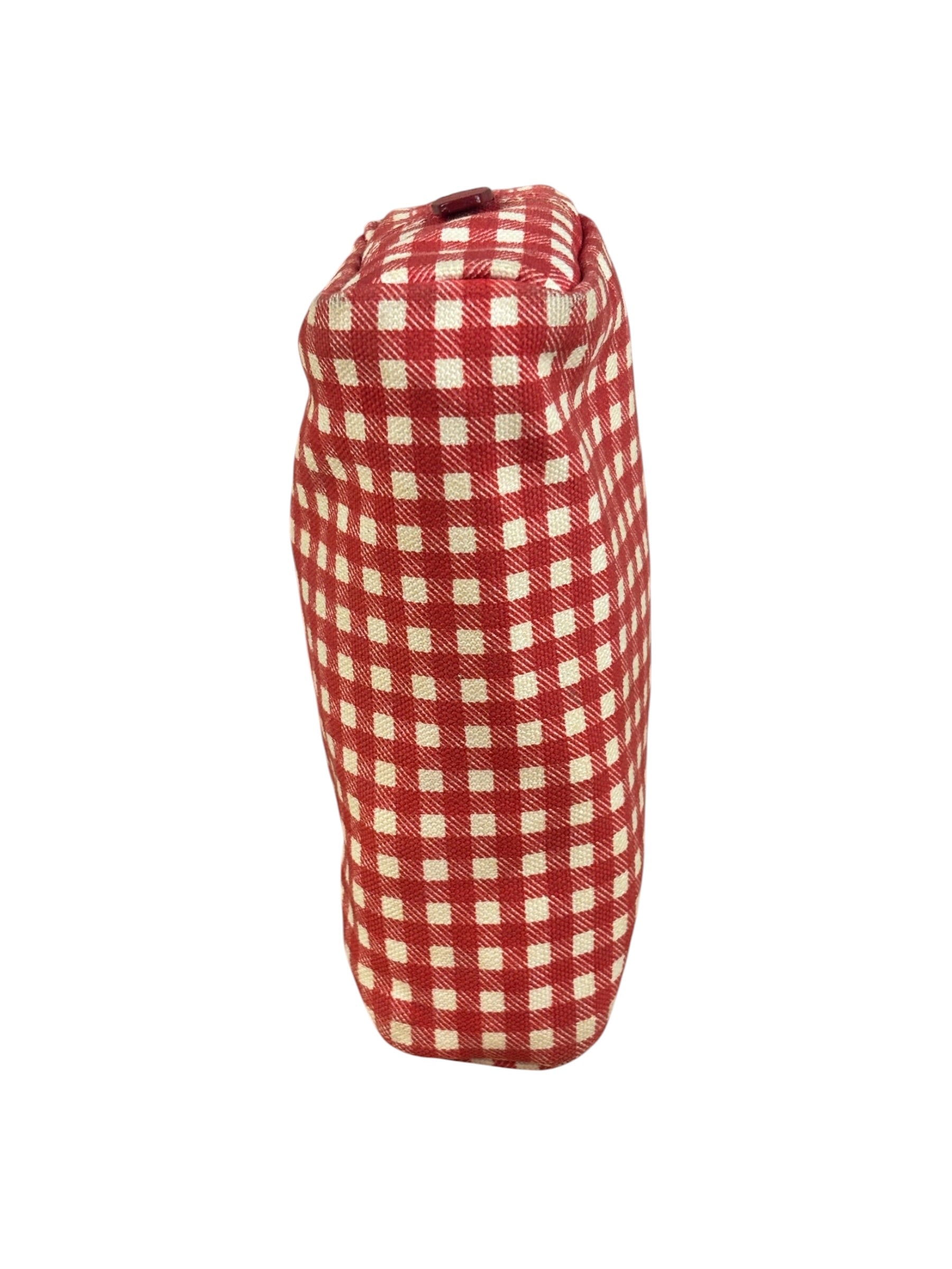 Prada Red Gingham Check Canvas Makeup Bag