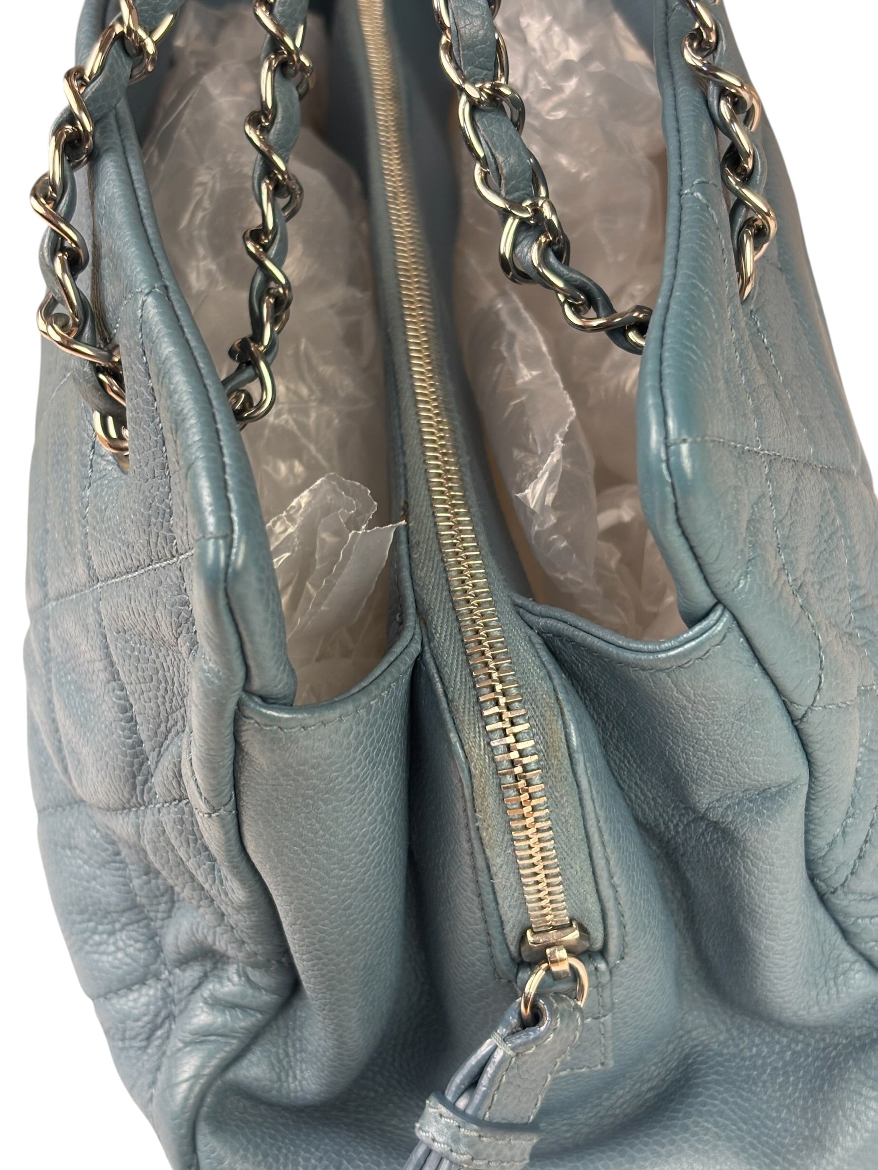 Chanel Blue Caviar Quilted CC Timeless Soft Shopper Tote 2010