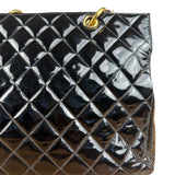 Chanel Black Patent Quilted Leather Timeless Shopping Tote Bag 2002