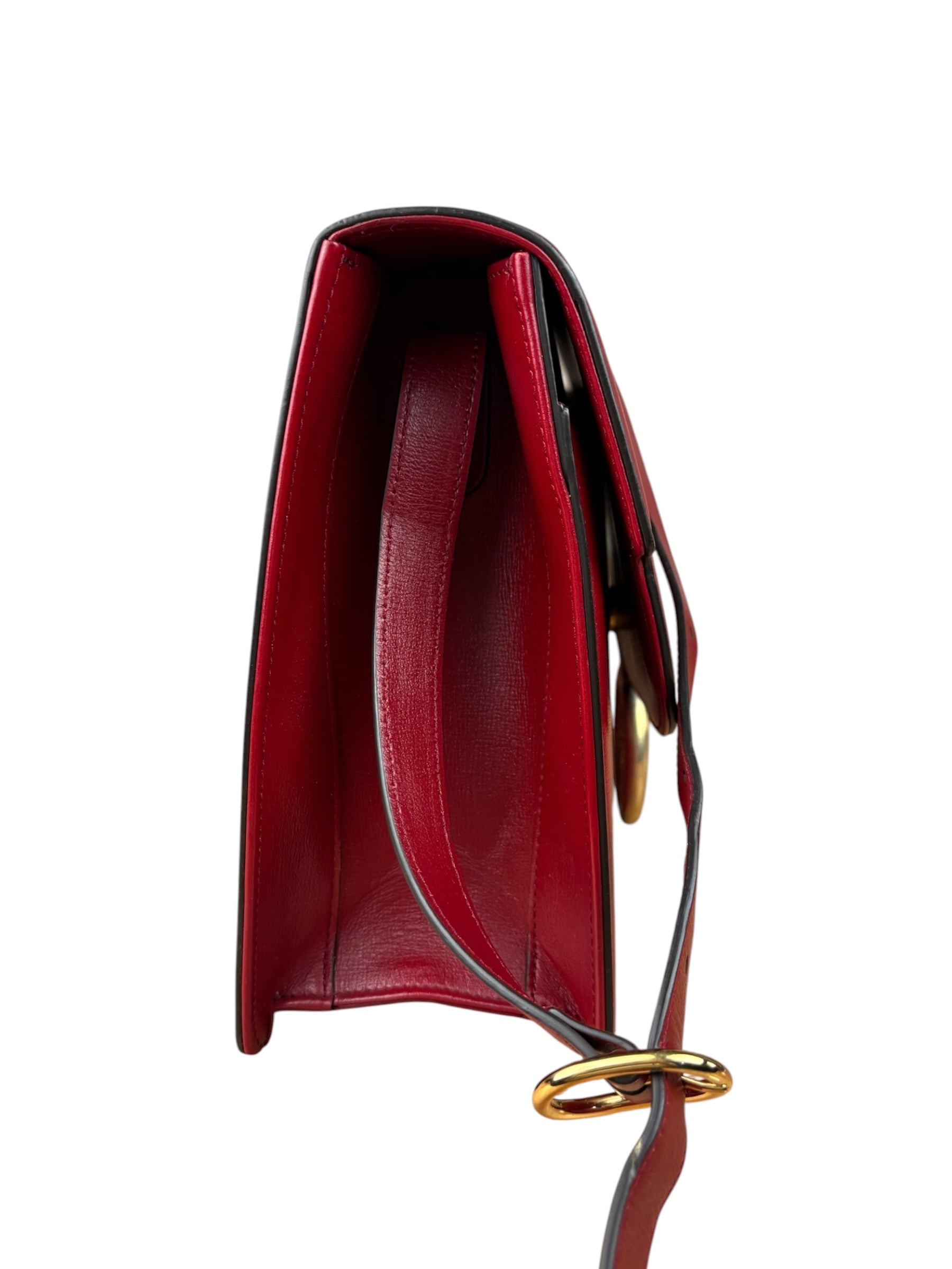 Gucci Red Leather GG Ring Shoulder Bag