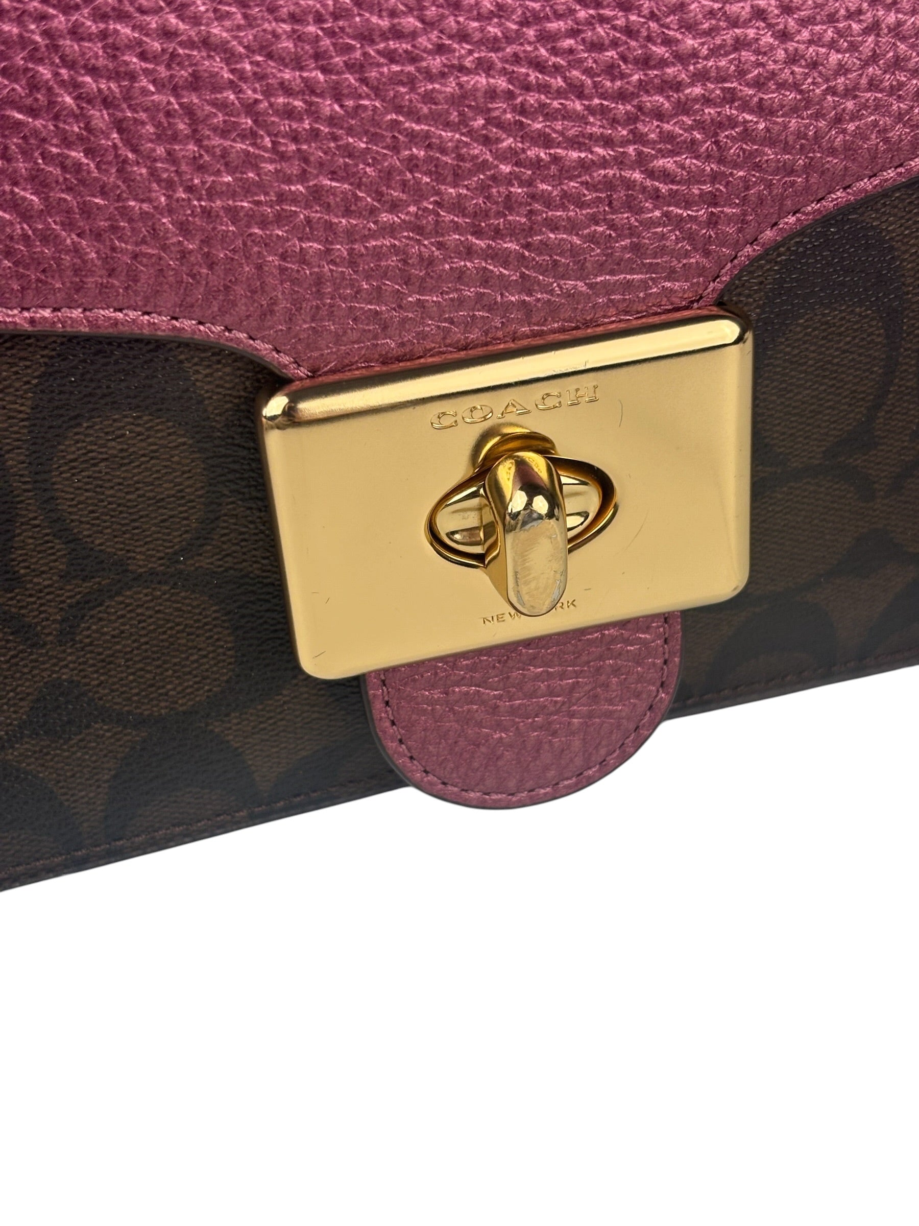 Coach Metallic Berry Leather Signature Cassidy Two-Way Bag