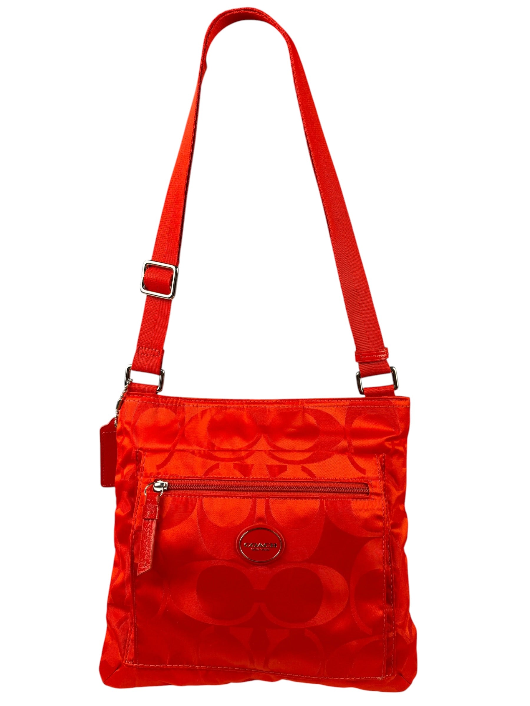 Coach Red/Orange Nylon Getaway Signature File Crossbody