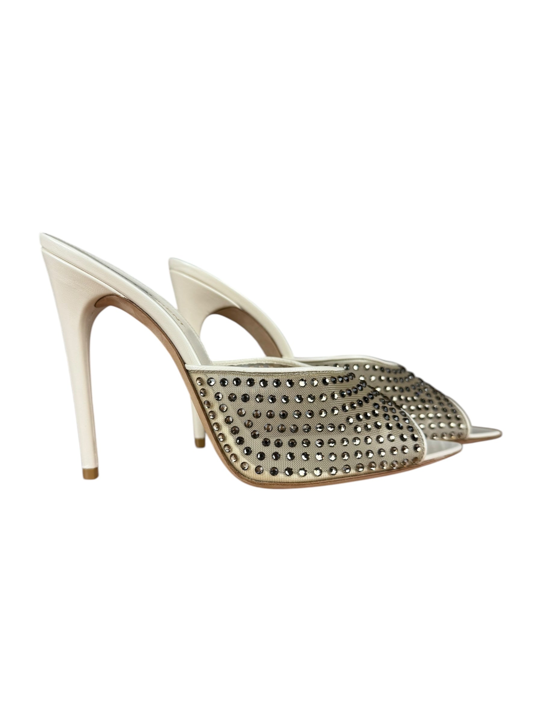 YSL Gippy Crystal Mesh Stilettos