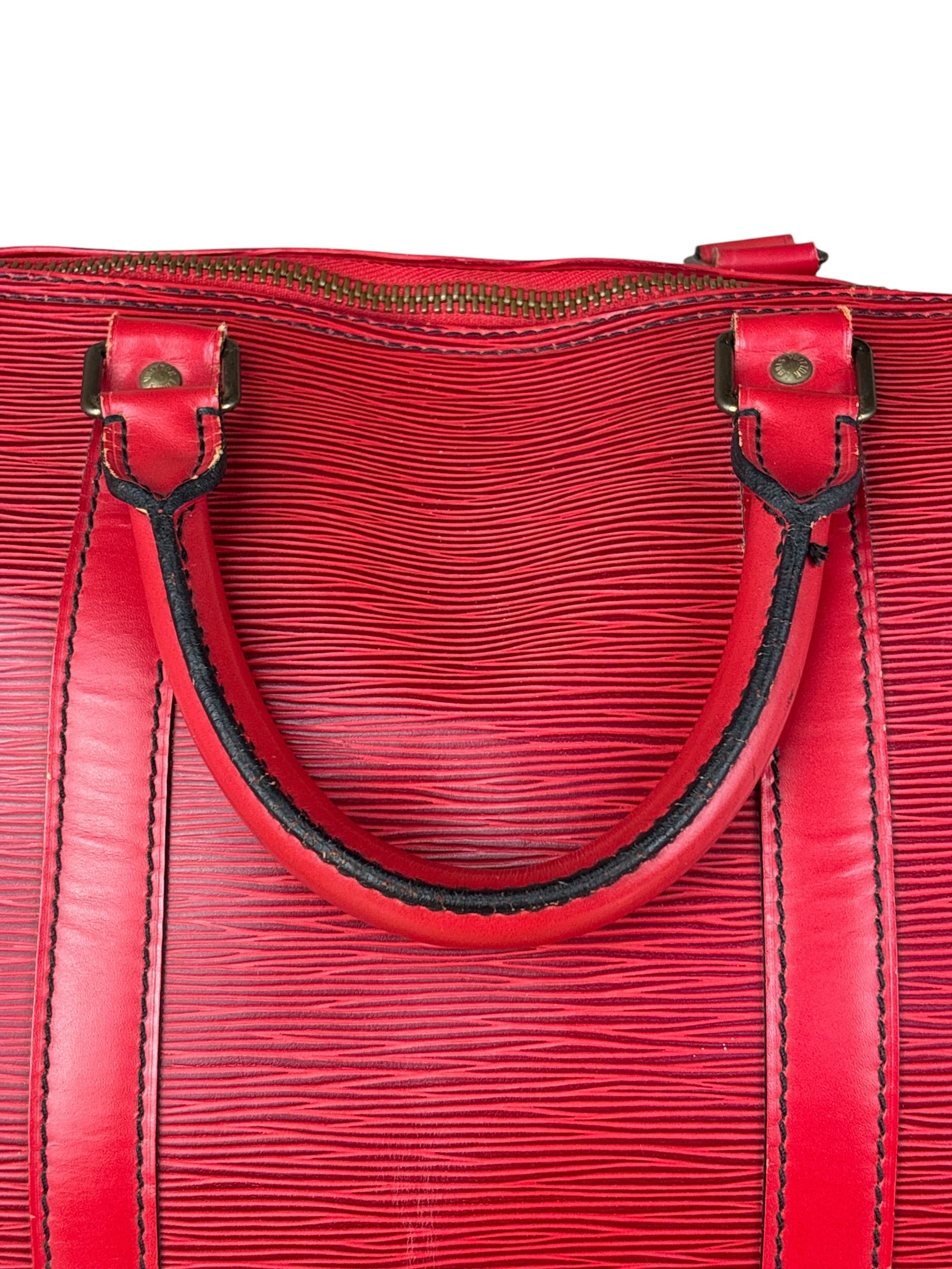Louis Vuitton Red Epi Keepall Duffel Hand Bag