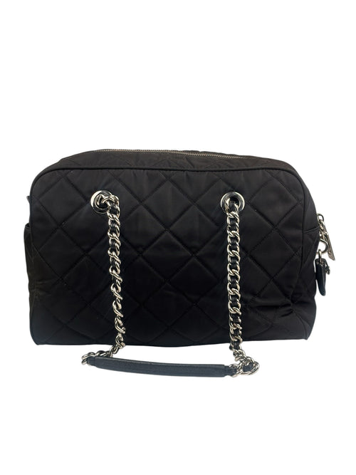 Prada Black Quilted Tessuto Nylon/Leather Trim Large Camera Bag