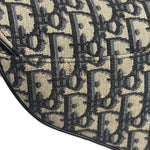 Christian Dior Navy Leather Trim Oblique Saddle Handbag