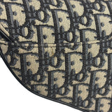 Christian Dior Navy Leather Trim Oblique Saddle Handbag