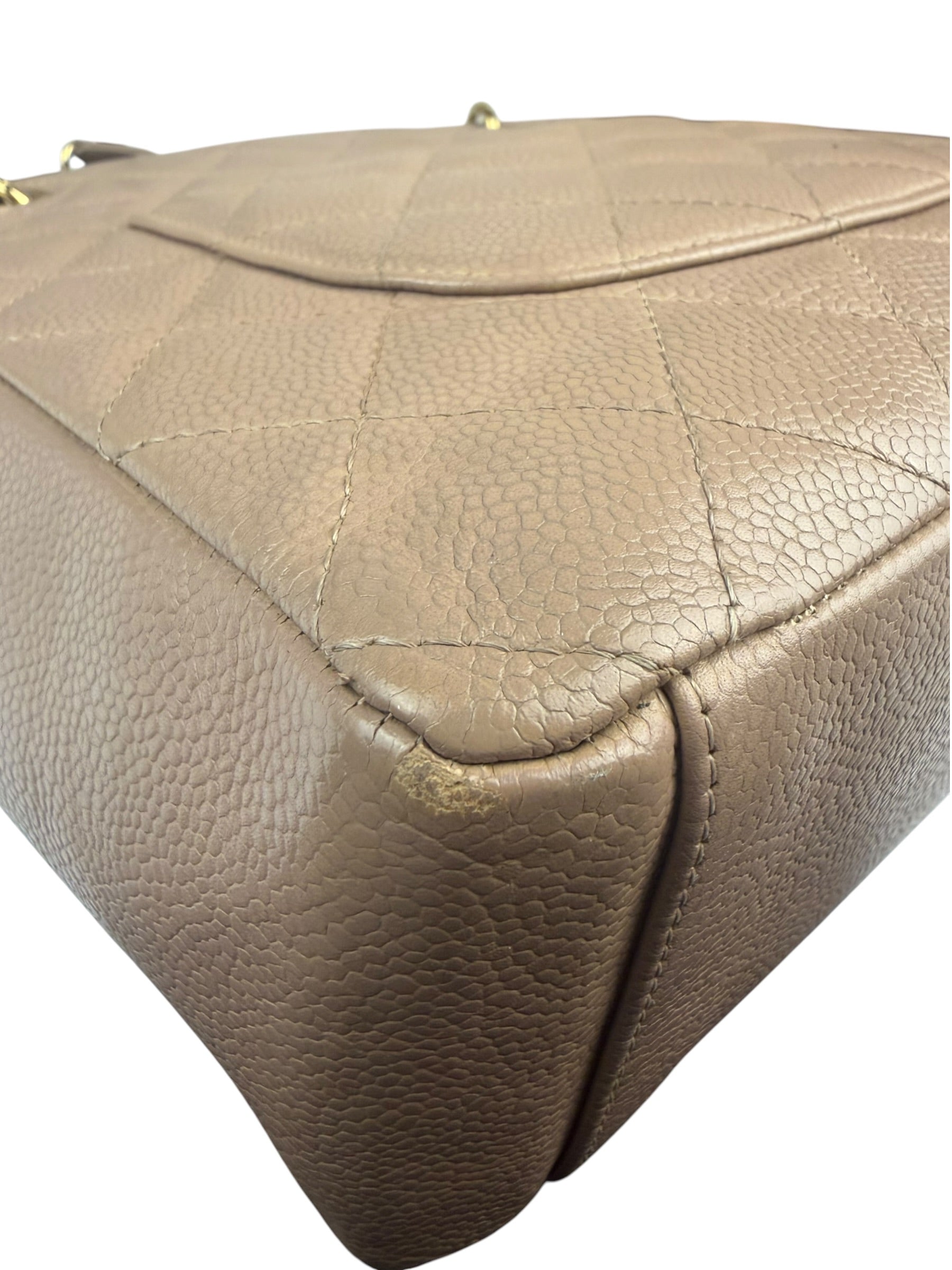 Chanel Beige Quilted Caviar Petite Shopping Tote 2004