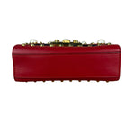 Gucci Red Leather Pearl Studded Padlock Shoulder Bag
