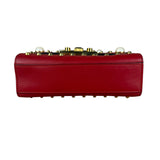Gucci Red Leather Pearl Studded Padlock Shoulder Bag