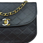 Chanel Vintage CC Black Satin Half-Moon Flap Bag 1991