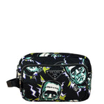 Prada Multicolor Nylon Leather Trim Frankenstein Print Pouch