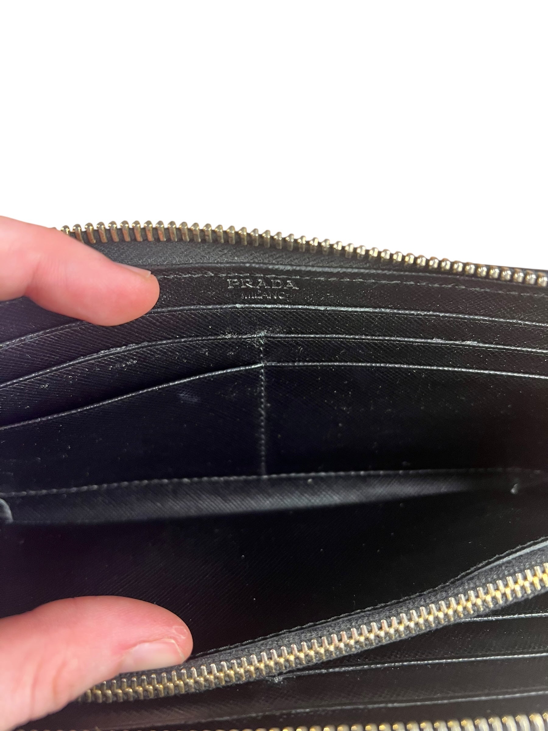 Prada Black Saffiano Leather Long Wallet