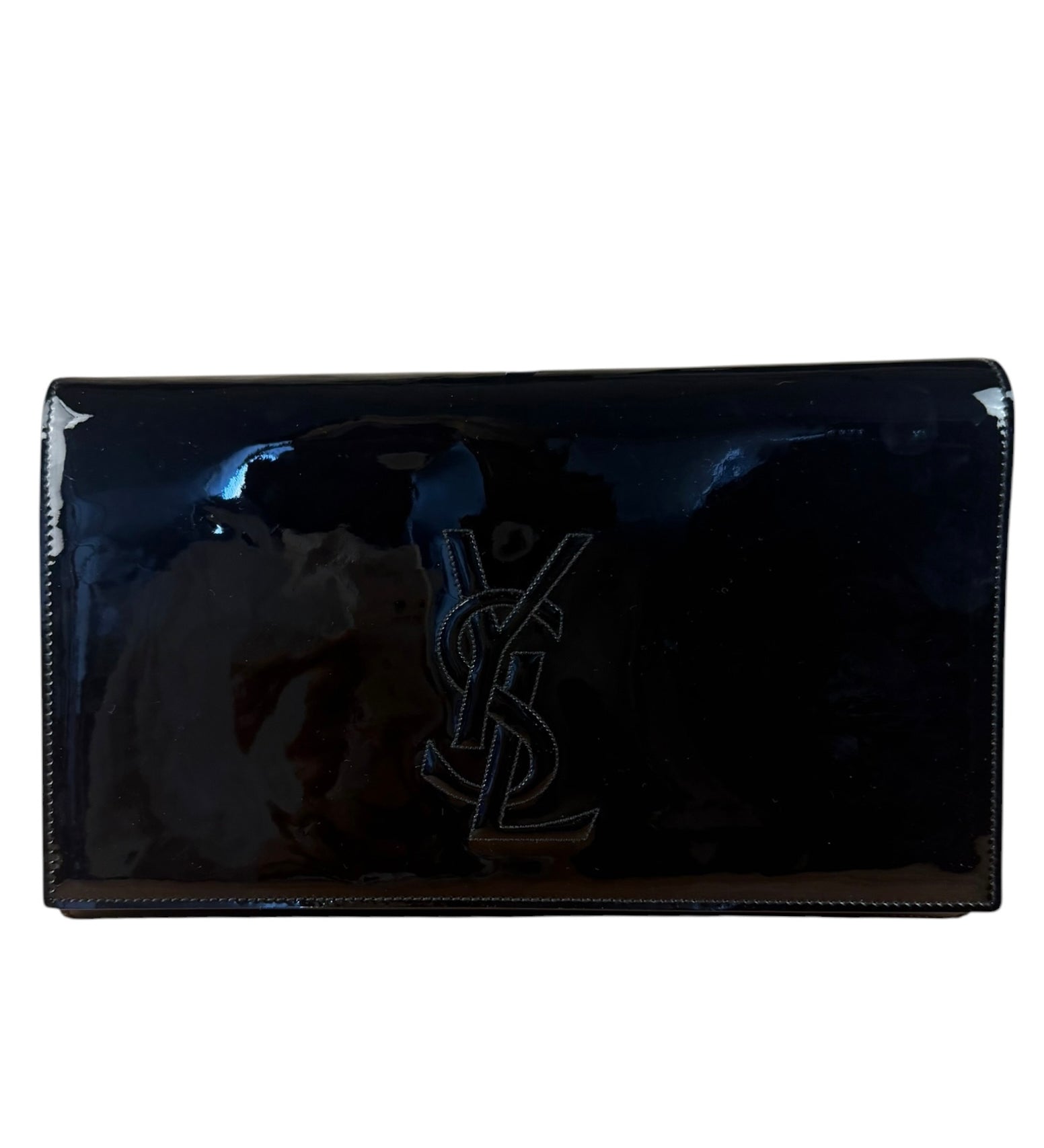 Yves Saint Laurent Black Patent Leather Belle De Jour Clutch