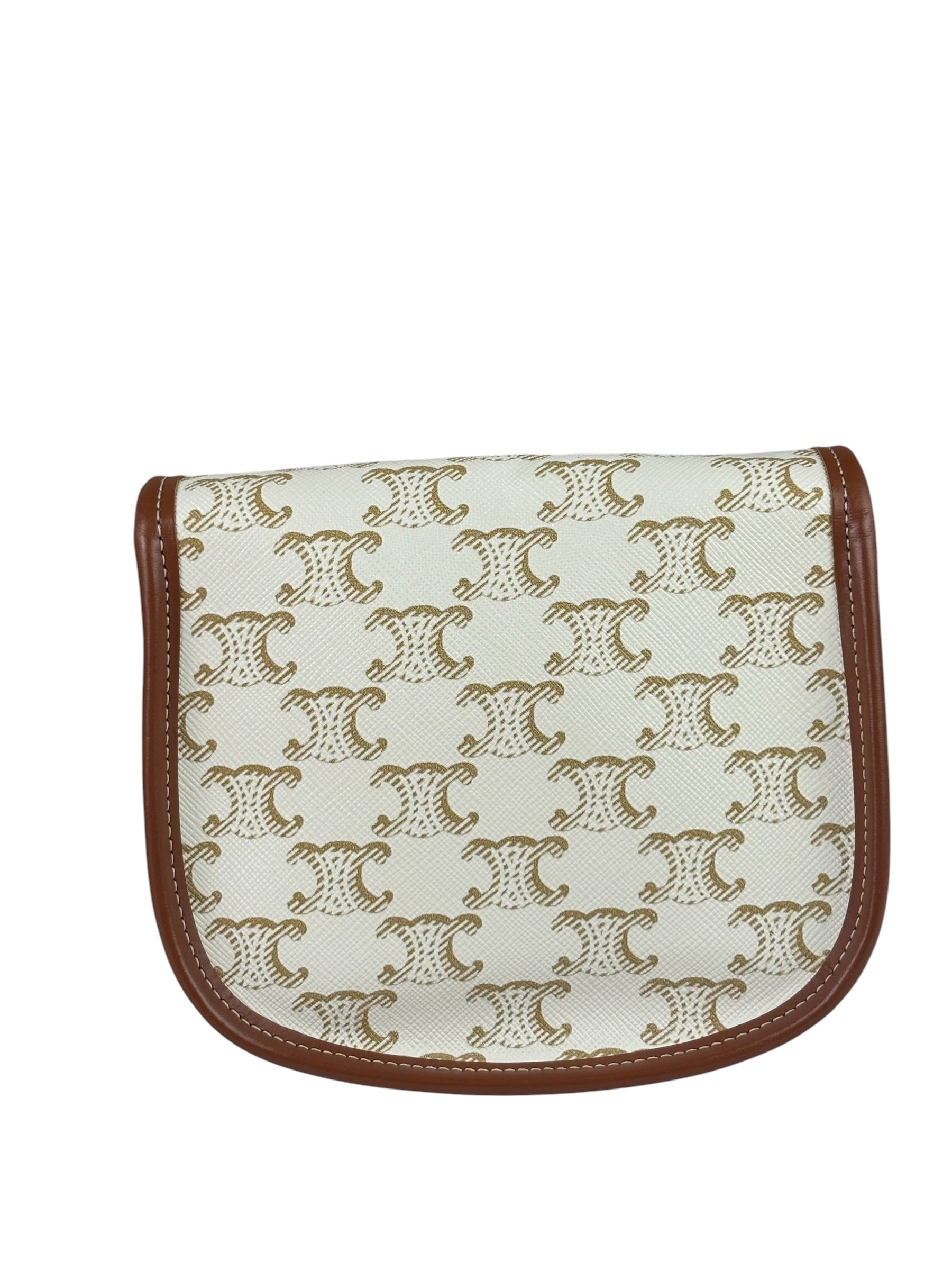Celine White Leather Macadam Nano Triomphe Besace Shoulder Bag