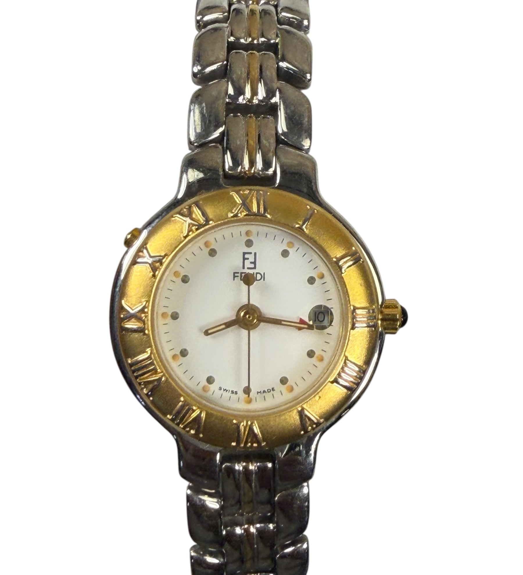 Fendi 920L 2Tone White Dial Red Hand