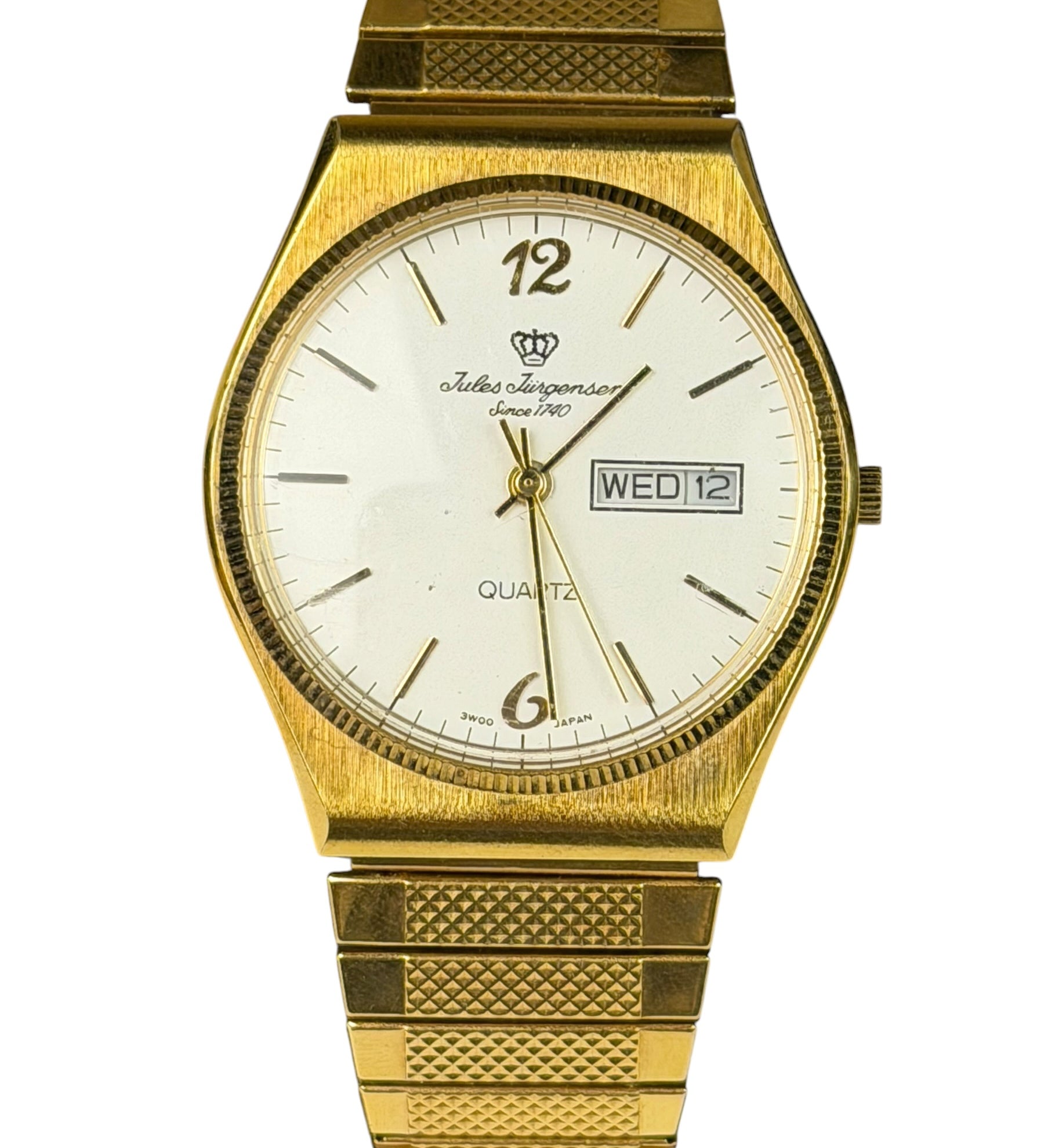 Jules Jurgensen Quartz Day Date Gold Toned Watch