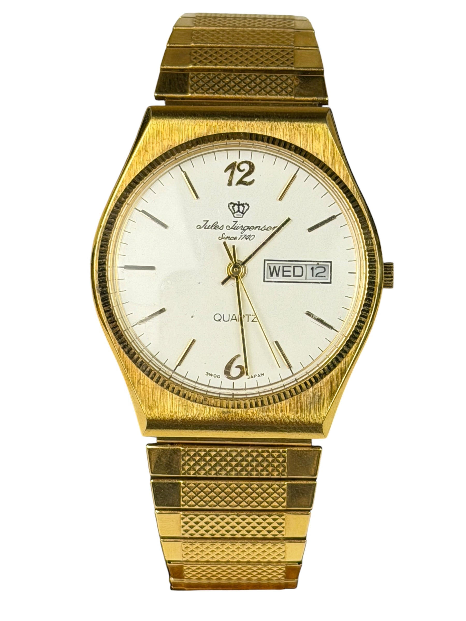 Jules Jurgensen Quartz Day Date Gold Toned Watch
