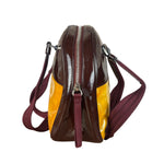 Prada Vintage Yellow/Burgundy Patent Leather Bowler Shoulder Bag