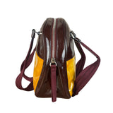 Prada Vintage Yellow/Burgundy Patent Leather Bowler Shoulder Bag