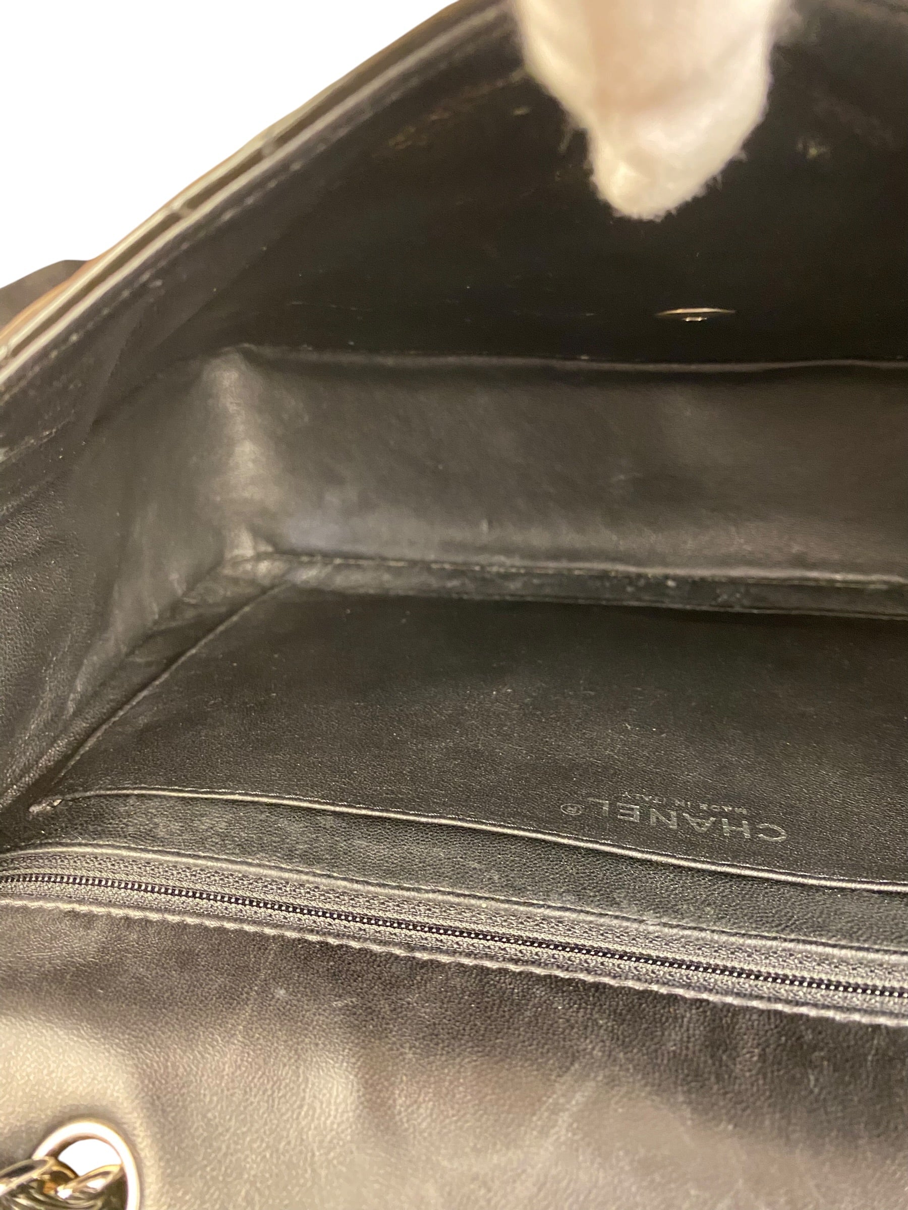 Chanel Black Patent Quilted Leather Classic Flap Bag 2009