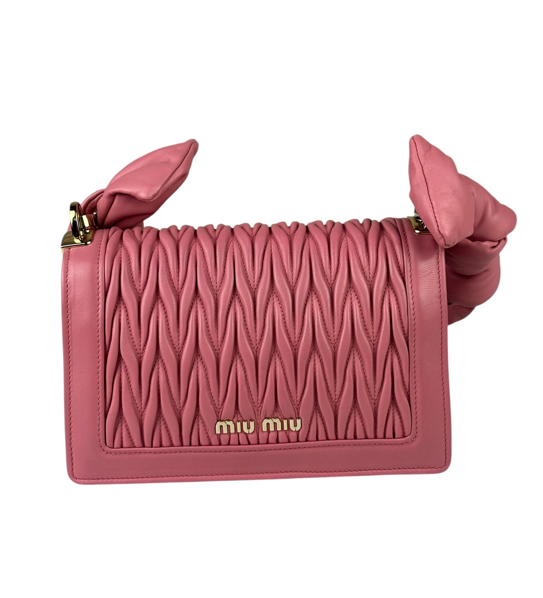 Miu Miu Pink Confidential Nappa Matelassè Leather Shoulder Bag