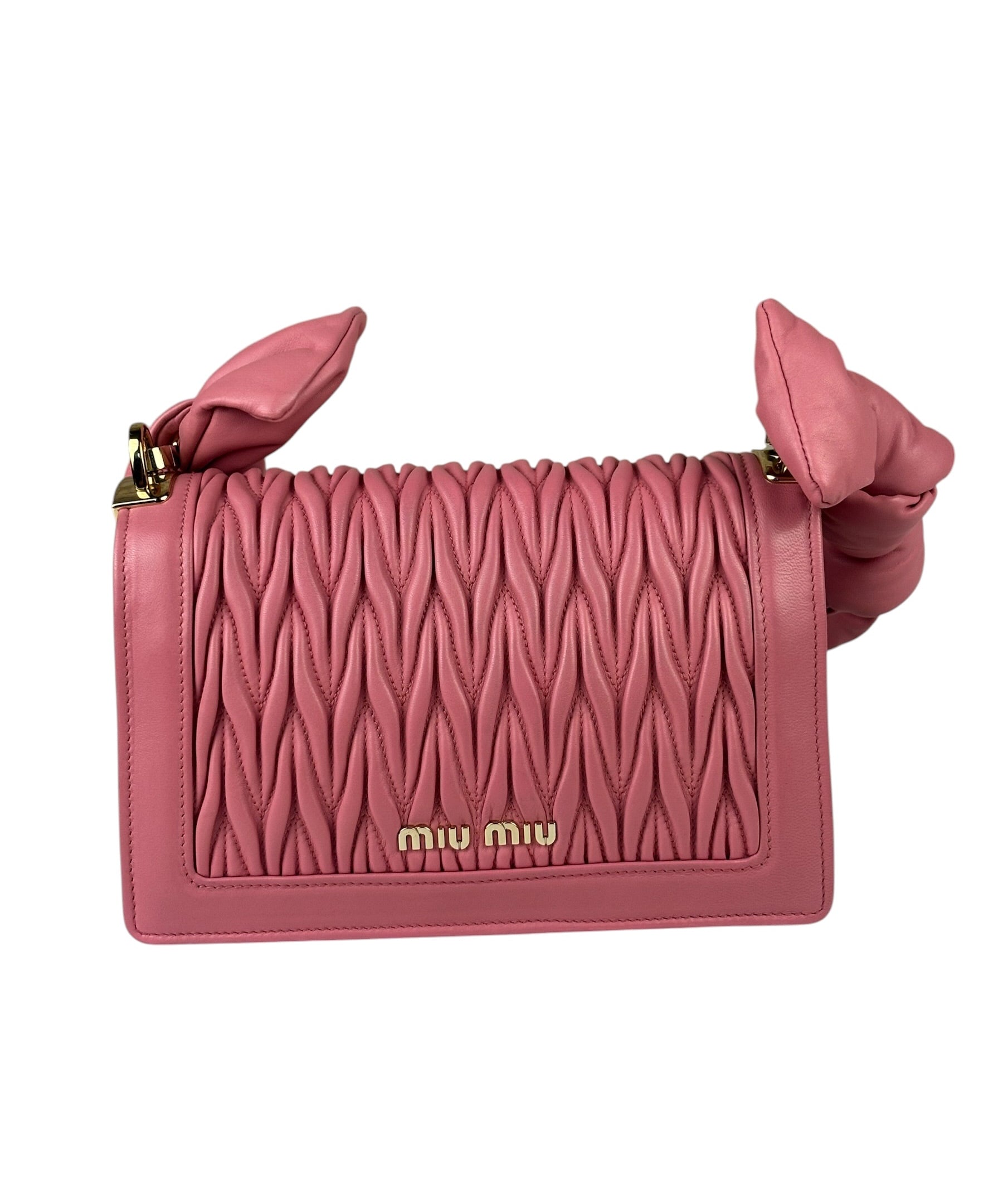 Miu Miu Pink Confidential Nappa Matelassè Leather Shoulder Bag