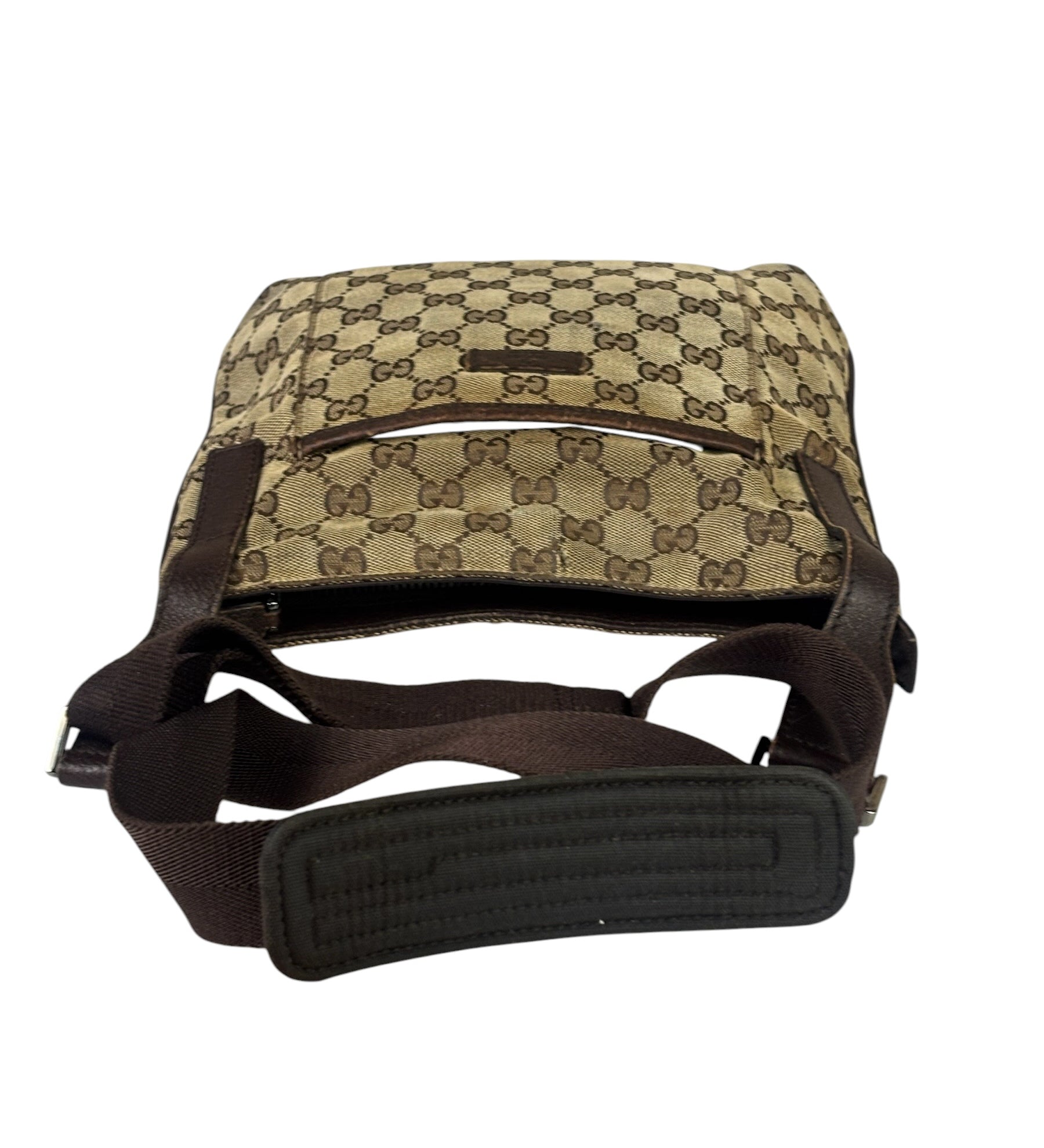 Gucci Brown Leather Trim GG Supreme Messenger Bag