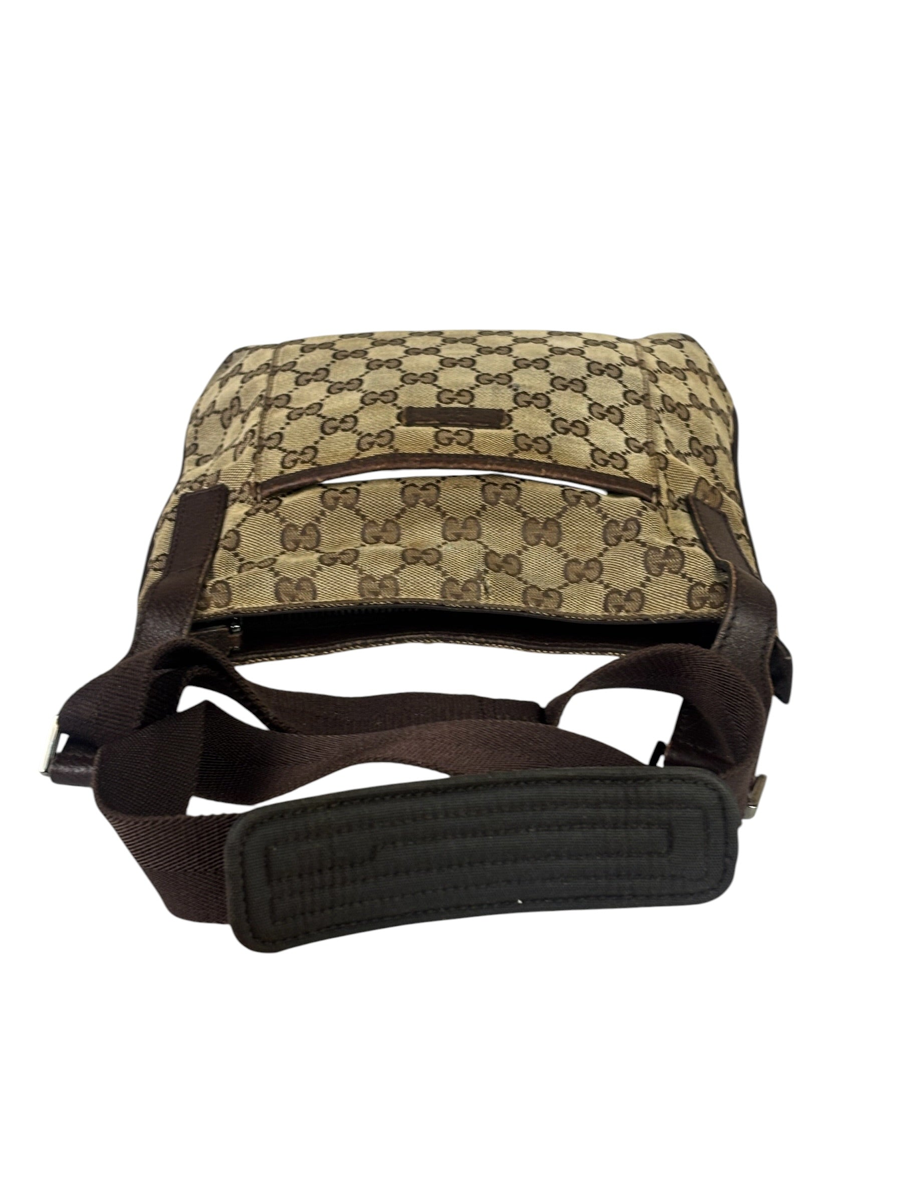 Gucci Brown Leather Trim GG Supreme Messenger Bag
