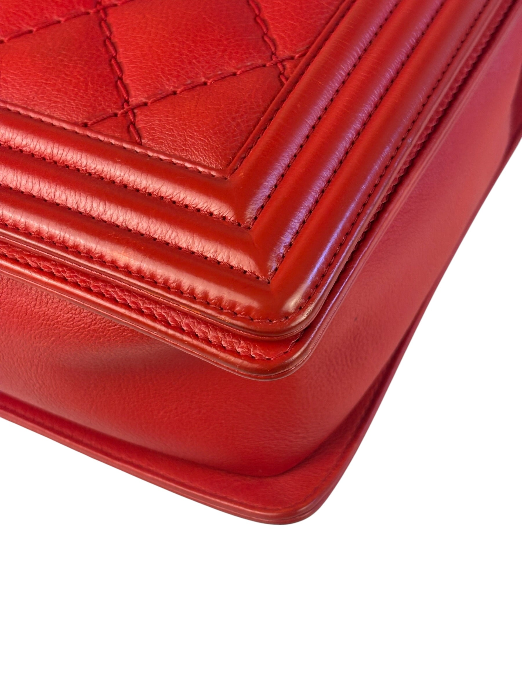 Chanel Red Quilted Leather Boy Flap Bag 2010