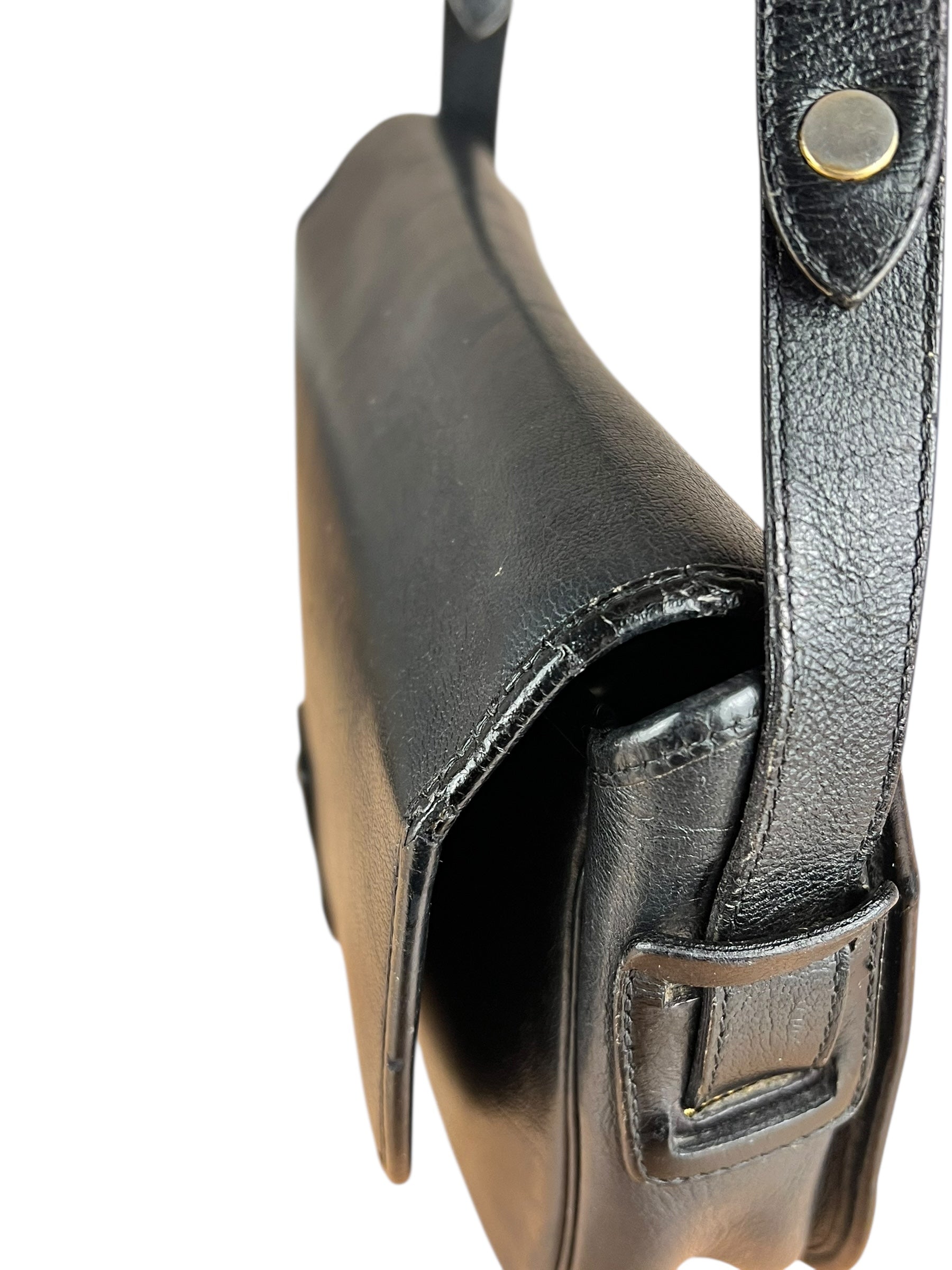 Dior Black Leather Vintage Flap Shoulder Bag