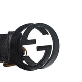 Gucci Black GG Imprime Canvas Interlocking GG Belt