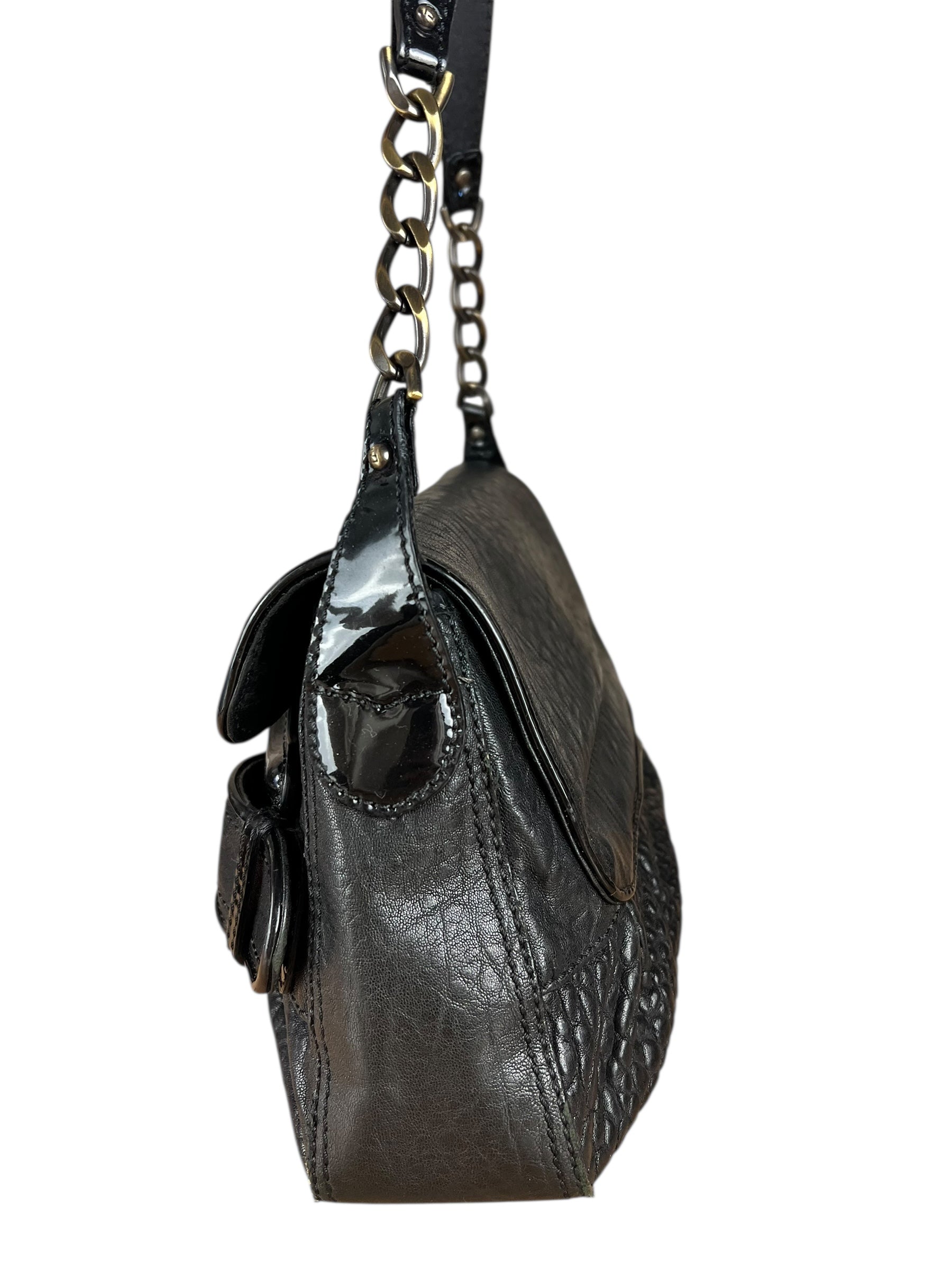 Fendi B Biz Black Leather Shoulder Bag