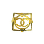 Chanel Vintage Gold-Plated Square CC Logo Brooch
