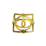 Chanel Vintage Gold-Plated Square CC Logo Brooch