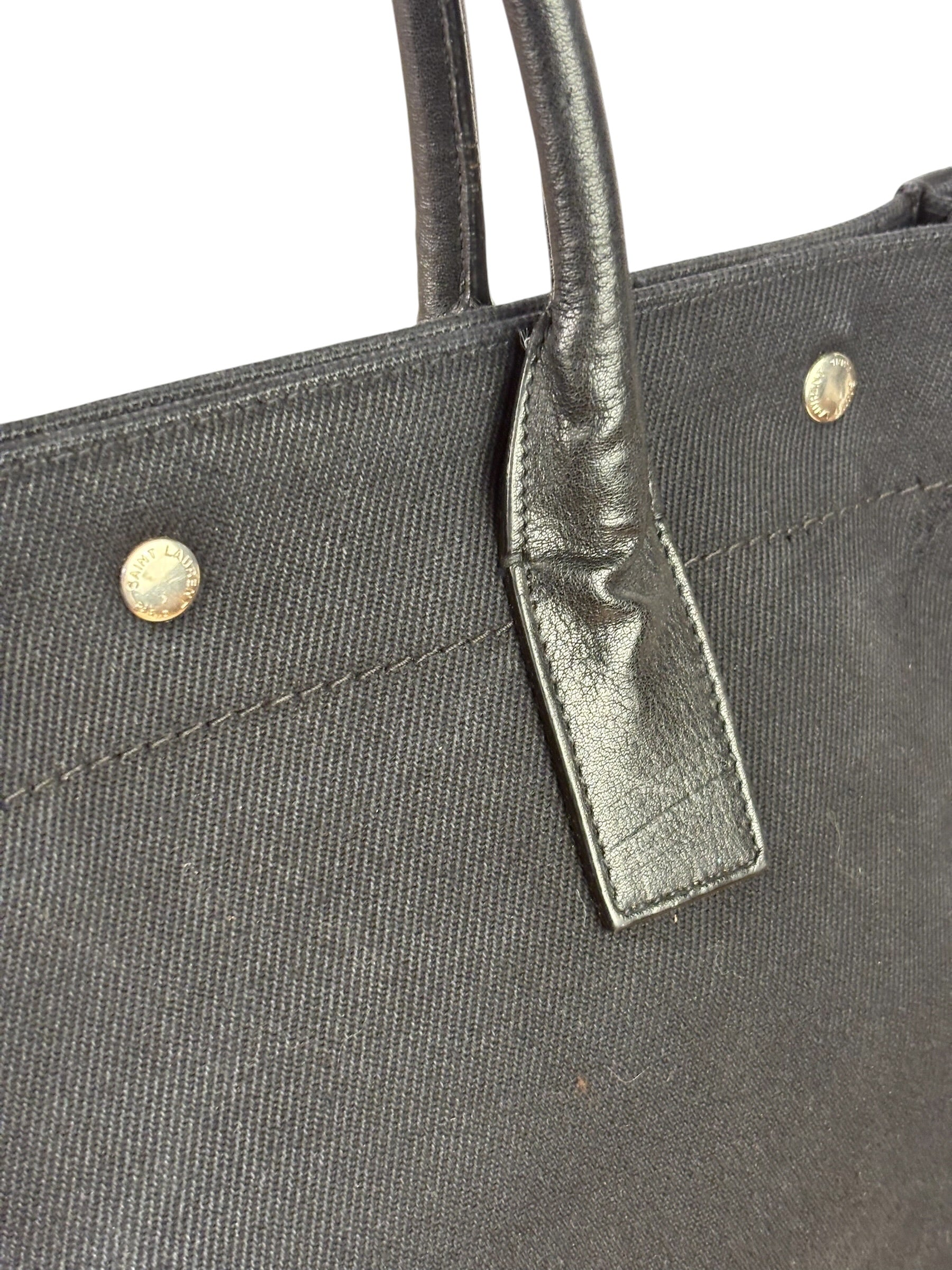 Yves Saint Laurent Black Rive Gauche Canvas Tote