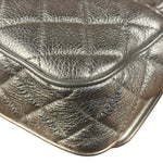 Chanel CC Silver Metallic Quilted Flap Shoulder Bag 2017