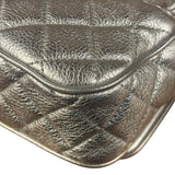 Chanel CC Silver Metallic Quilted Flap Shoulder Bag 2017