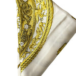 Hermes Ivory Gold Emblem Print Silk Scarf