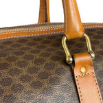 Celine Brown Leather Canvas Macadam Travel Handbag