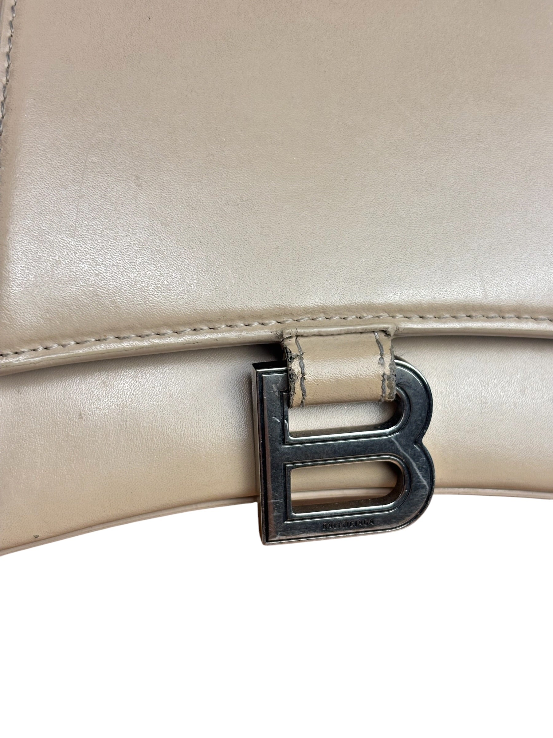Balenciaga Beige Hourglass Top Handle Bag