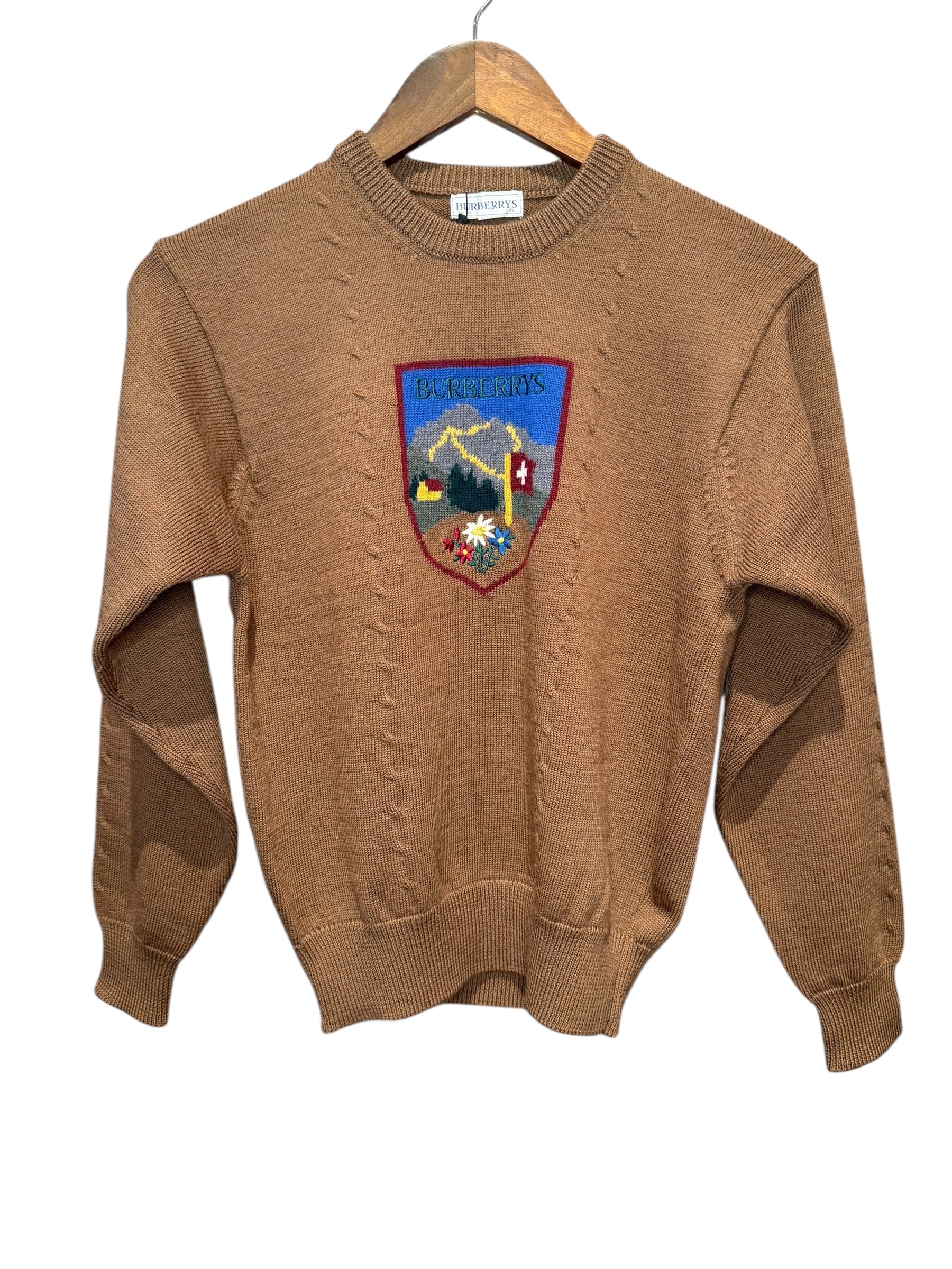 Burberry Brown Floral Wool Sweater