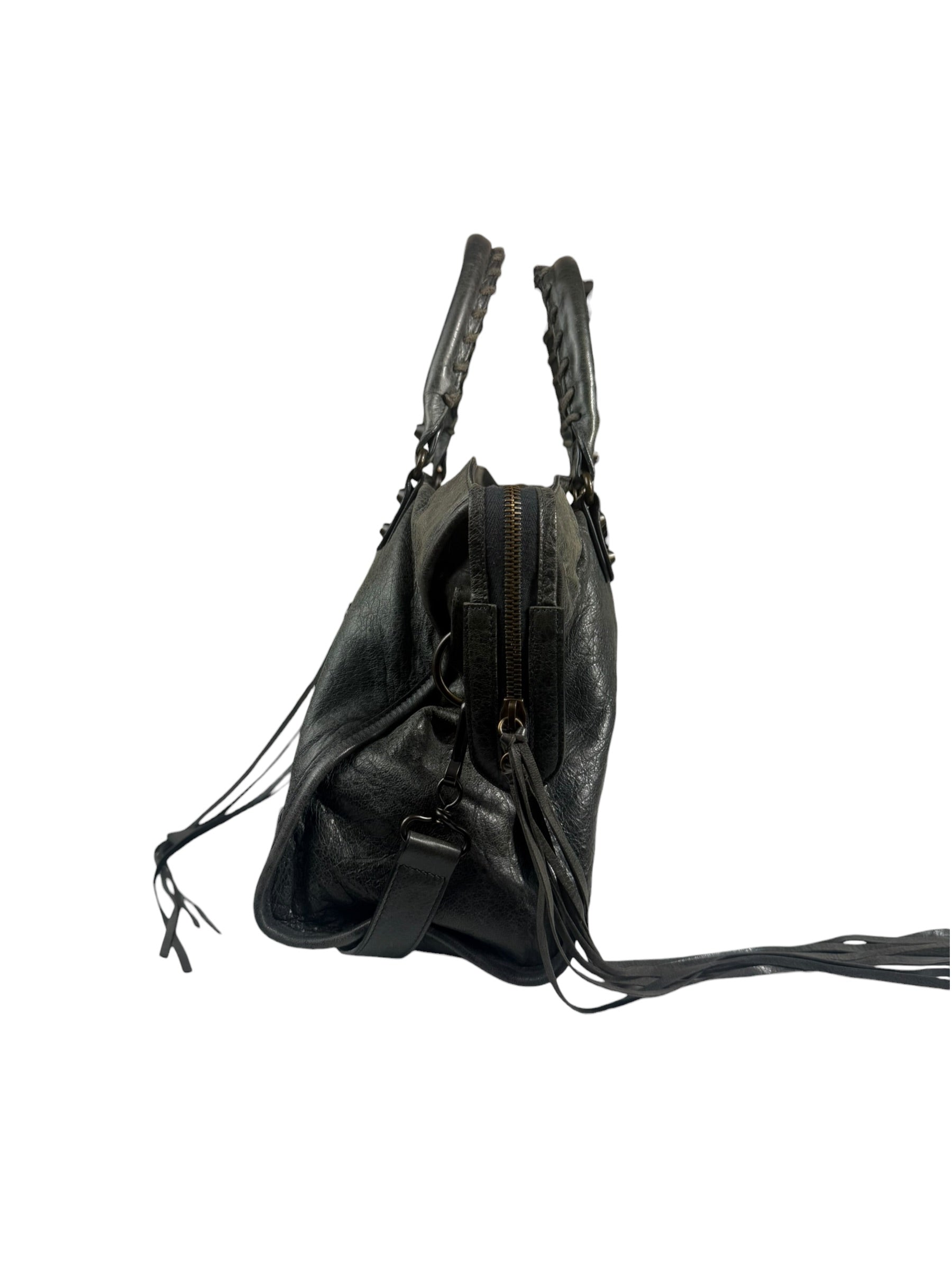 Balenciaga Grey Leather Medium Le City Shoulder Bag