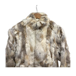 Diva Brown/White Zip-Up Rabbit Fur Jacket