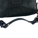 Fendi Shiny Black Suede Small Baguette