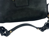Fendi Shiny Black Suede Small Baguette