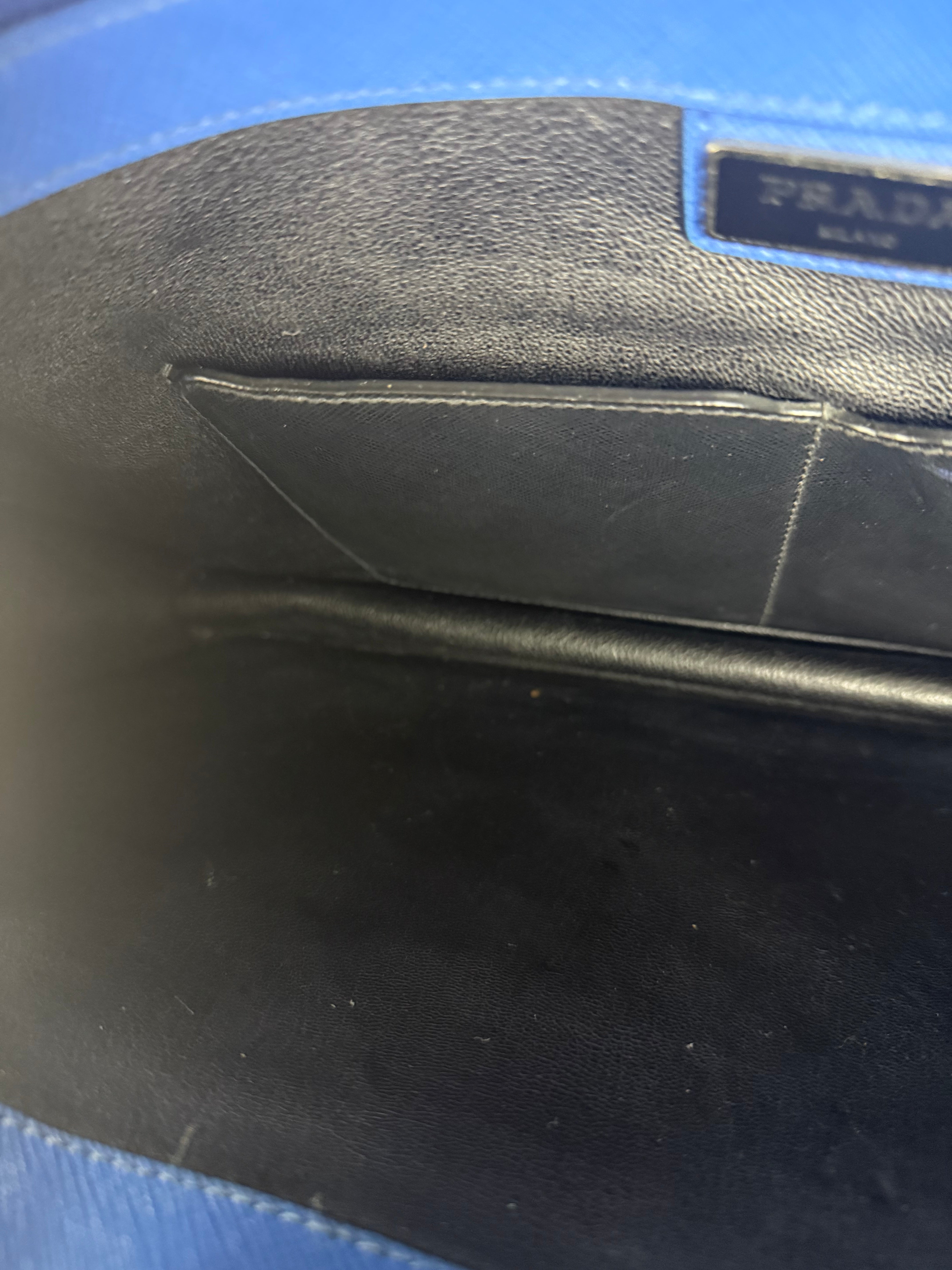 Prada Blue Saffiano Leather 2Way Briefcase Bag