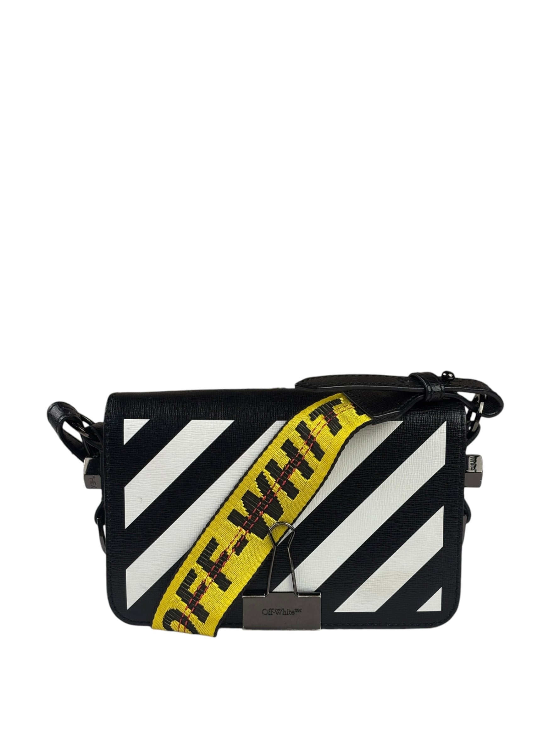 Off-White Black/White Leather Binder Clip Crossbody Bag
