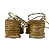 Jimmy Choo Brown Drive Metallic Wedge Espadrille Sandals