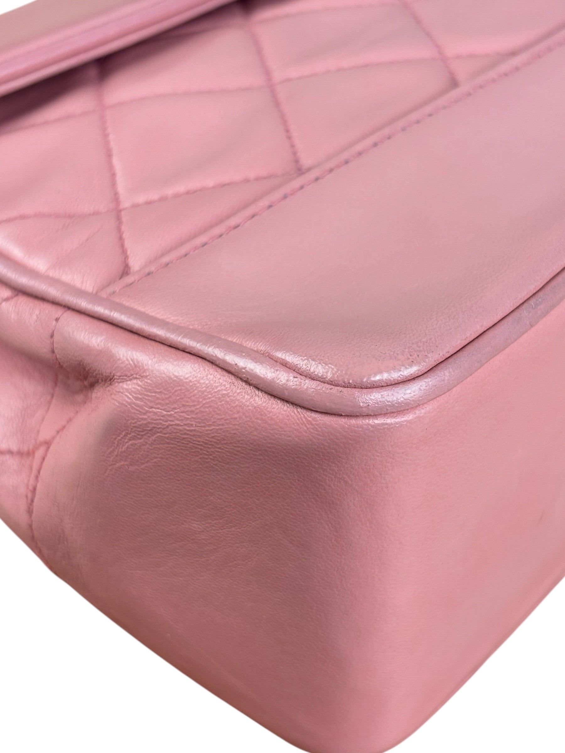 Chanel Vintage Pink Quilted Leather Trapezoid Flap Bag